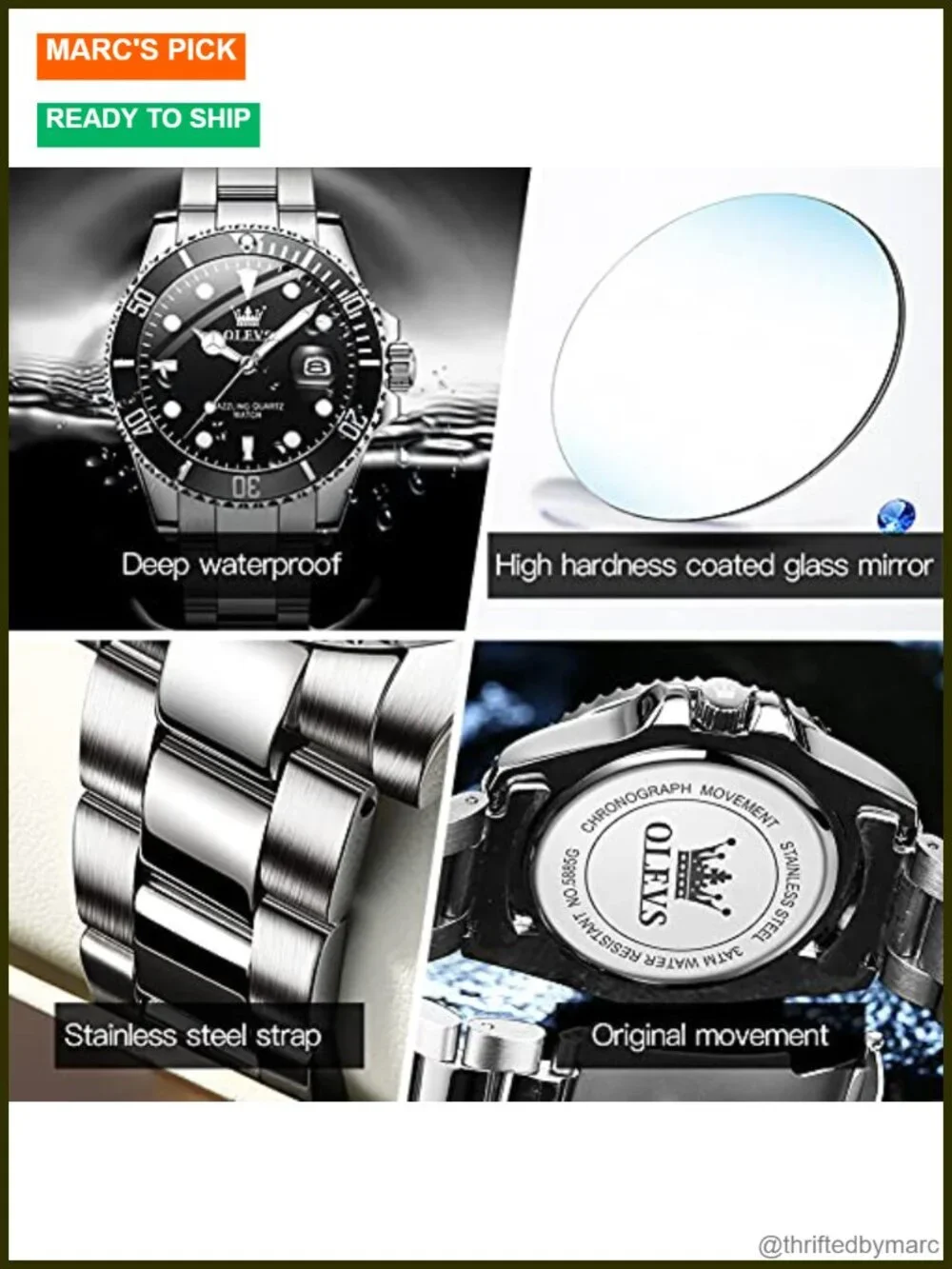 Classic Silver Stainless Steel Dress Watch with Luminous Hands